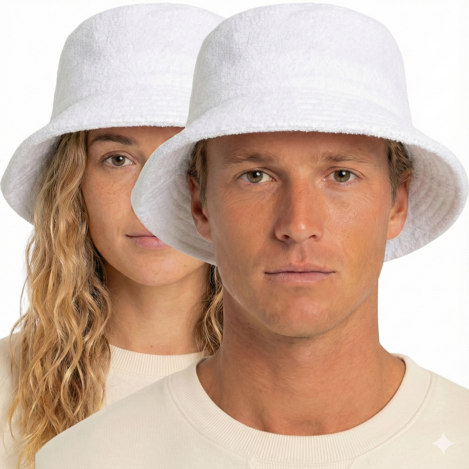 100% Cotton Terry Towelling Bucket Hat Daggy Fishing Camping Lad Cap in White