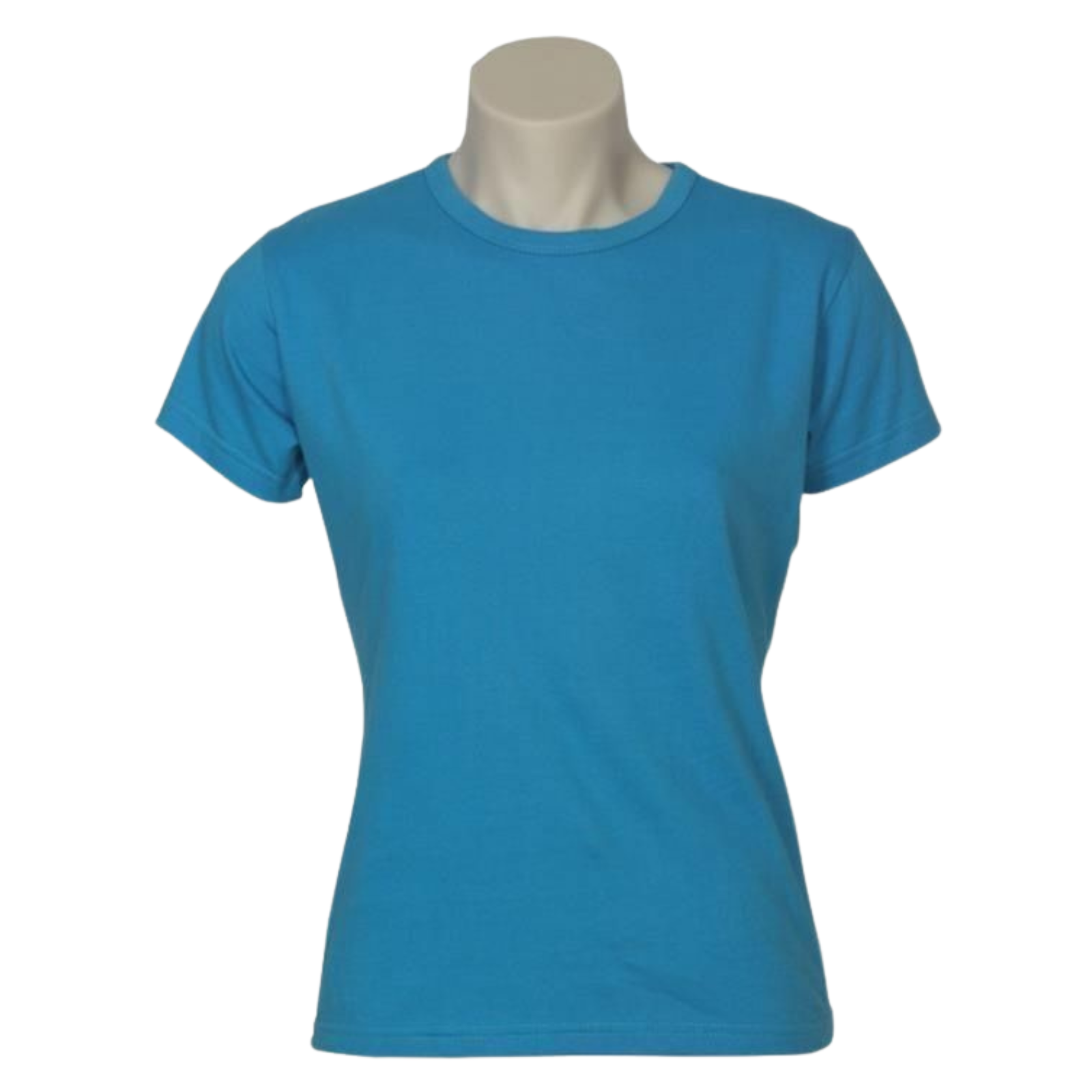 Womens 100% Cotton T-Shirt Plain Basic Tee Casual Top in Cyan Blue