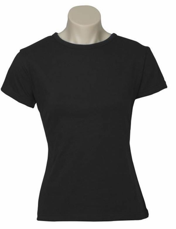 Womens 100% Cotton T-Shirt Plain Basic Tee Casual Top in Black