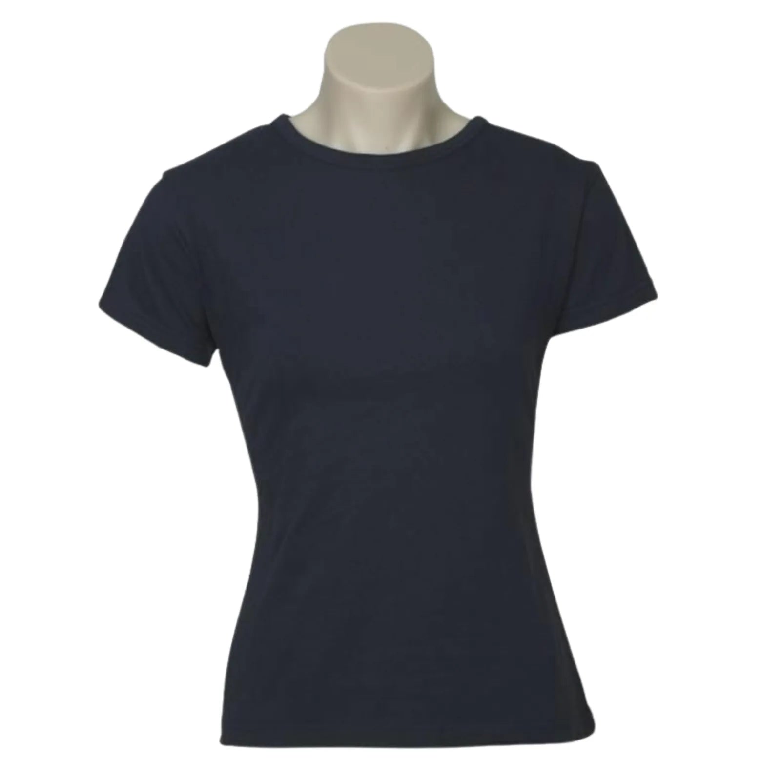 Womens 100% Cotton T-Shirt Plain Basic Tee Casual Top in Navy Blue