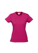 Womens 100% Cotton T-Shirt Plain Basic Tee Casual Top in Magenta Pink