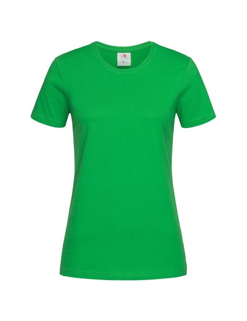 Womens 100% Cotton T-Shirt Plain Basic Tee Casual Top in Green