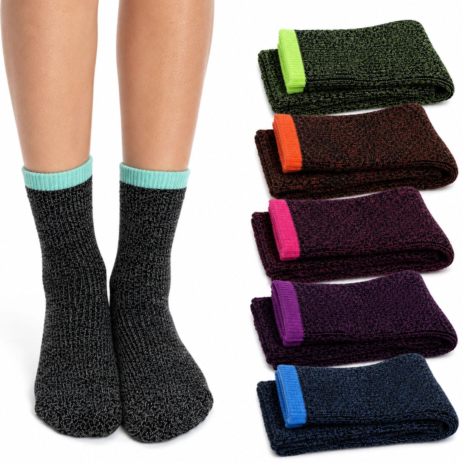 Womens Thermal Heated Socks Warm Winter Work Ski Comfort Socks 1 Pair - Assorted