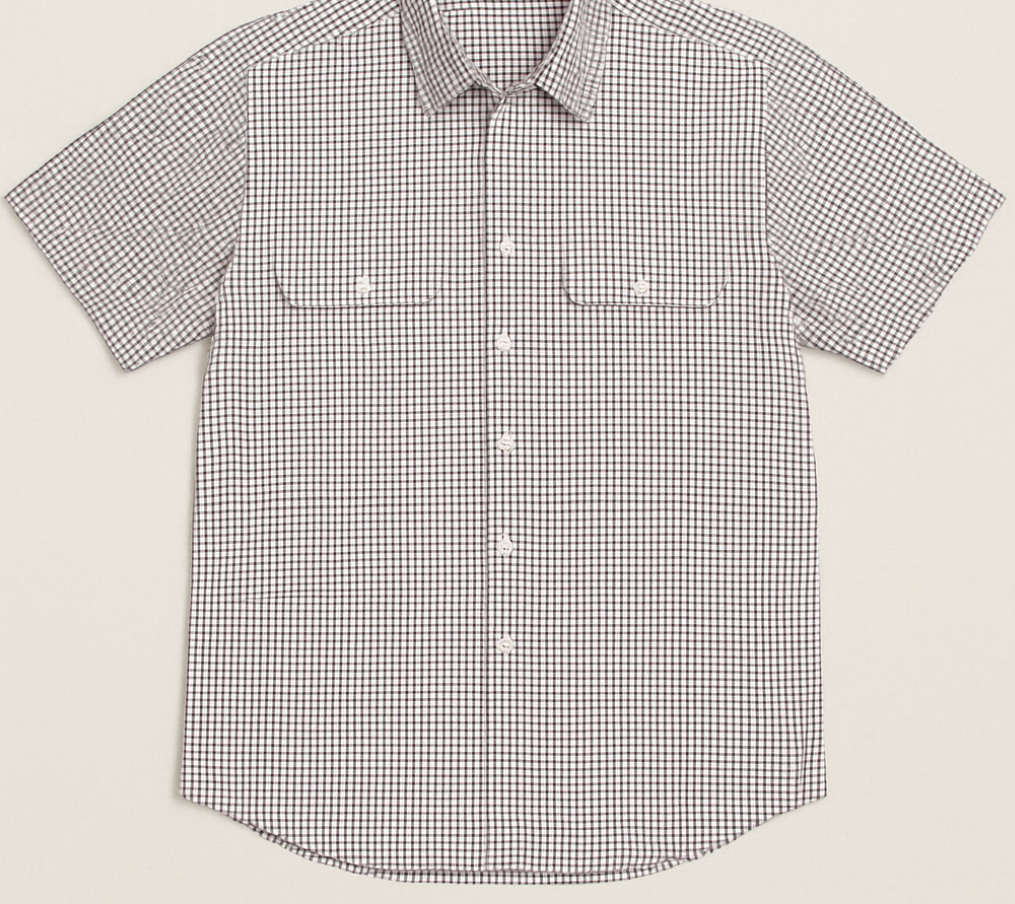 Bisley Mens Short Sleeve Check Shirt Checkered Cotton Blend Casual Business Work - Burgundy