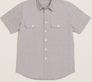 Bisley Mens Short Sleeve Check Shirt Checkered Cotton Blend Casual Business Work - Burgundy