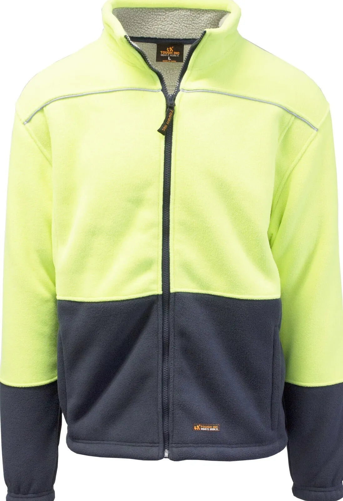 HI VIS Polar Fleece Sherpa Jacket Full Zip Thick Lined Winter Safety Jumper - Yellow