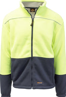 HI VIS Polar Fleece Sherpa Jacket Full Zip Thick Lined Winter Safety Jumper - Yellow
