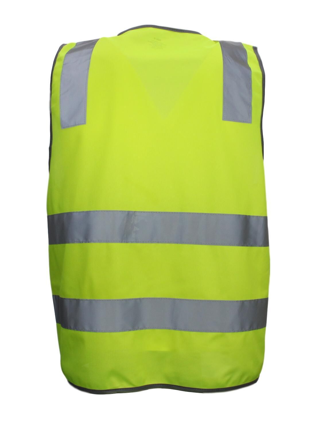 Hi Vis Safety Vest Reflective Tape Zip Up Workwear Pocket High Visibility in Yellow