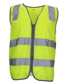 Hi Vis Safety Vest Reflective Tape Zip Up Workwear Pocket High Visibility in Yellow