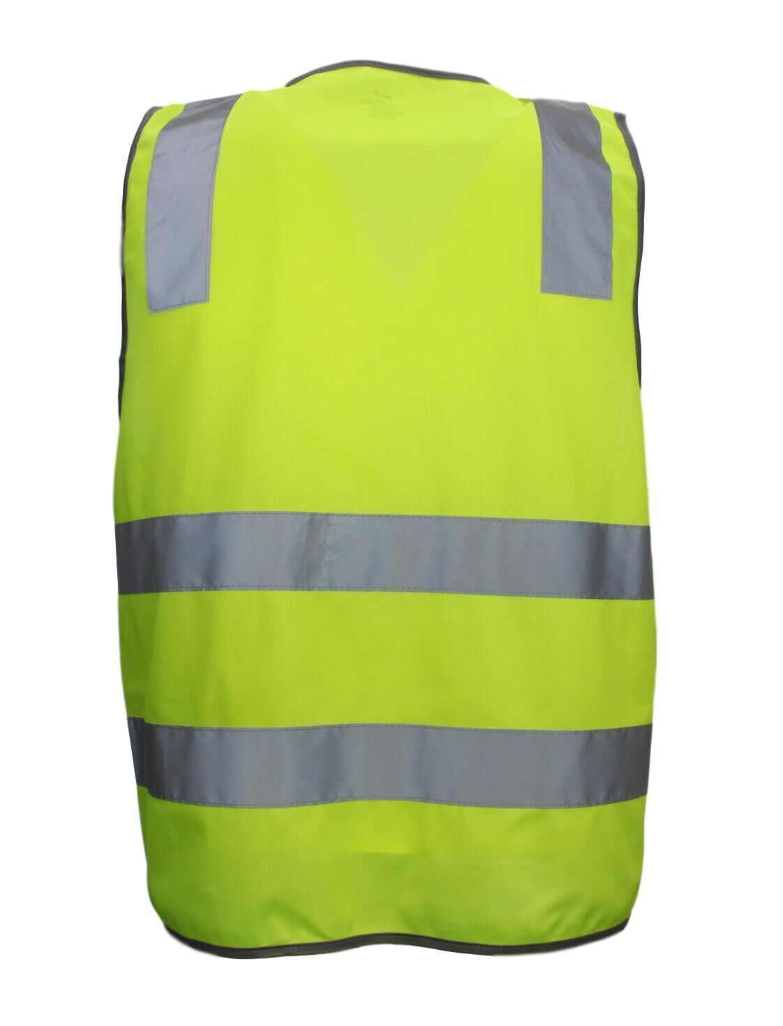 Hi Vis Safety Vest Reflective Tape Zip Up Workwear Pocket High Visibility in Yellow