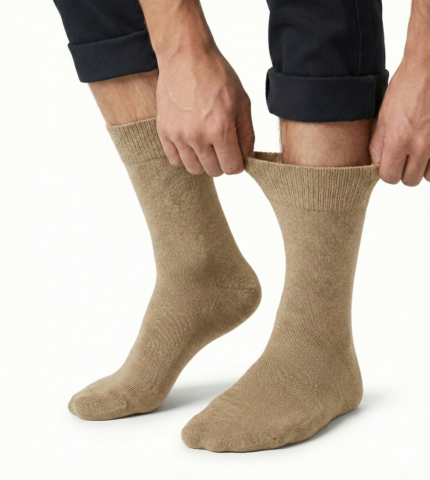 1x Pair COTTON Rich LOOSE TOP SOCKS Circulation Diabetic Comfort in Beige