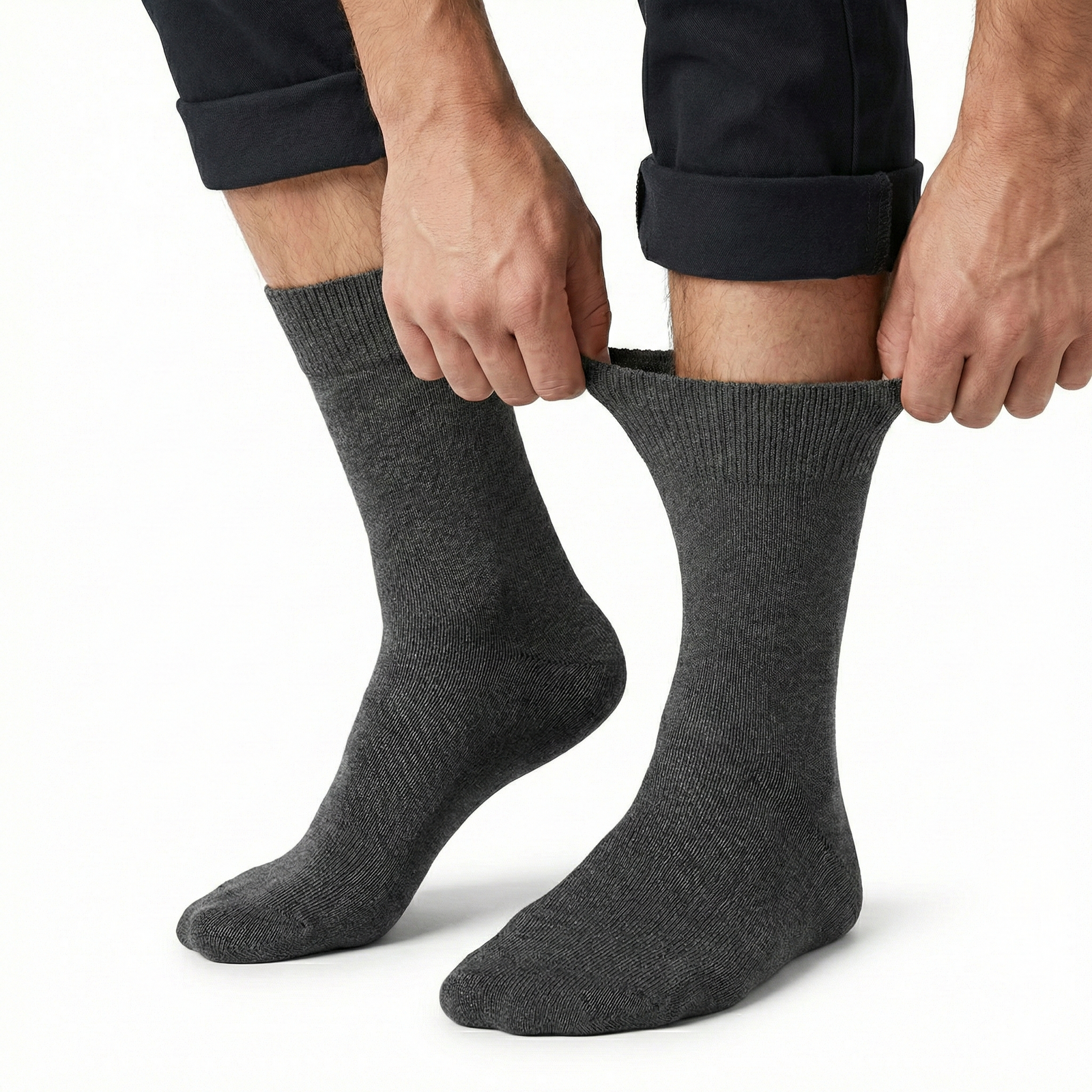 1x Pair COTTON Rich LOOSE TOP SOCKS Circulation Diabetic Comfort in Charcoal