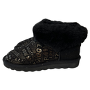 Womens Australian Sheepskin Wool Fur Mini UGG Ankle Boots in Gold Black