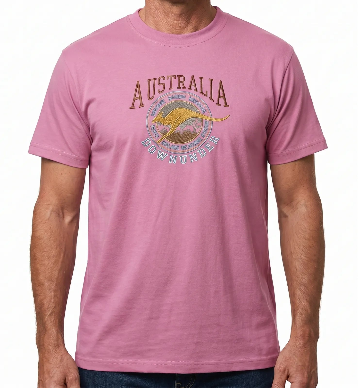 Adult Australia Kangaroo T Shirt Australia Day Souvenir Tee Top 100% Cotton - Pink