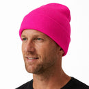 Unisex Fluro Beanie Hi Vis Knit Winter Hat Ski Cap One Size - Fluro Pink