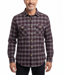 Mens Flannelette Shirt 100% Cotton Check Flannel Long Sleeve - Burgundy