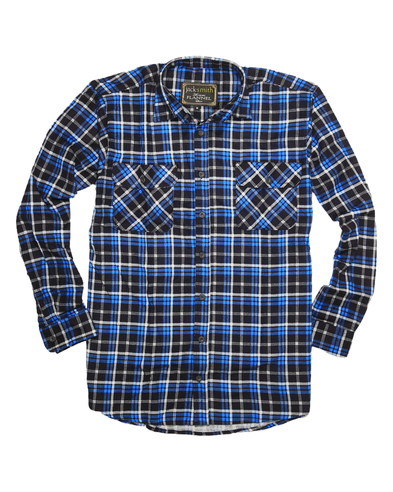 Mens Flannelette Long Sleeve Shirt 100% Cotton Check Authentic Flannel - Full Placket - Turquoise/Black