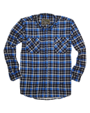 Mens Flannelette Long Sleeve Shirt 100% Cotton Check Authentic Flannel - Full Placket - Turquoise/Black