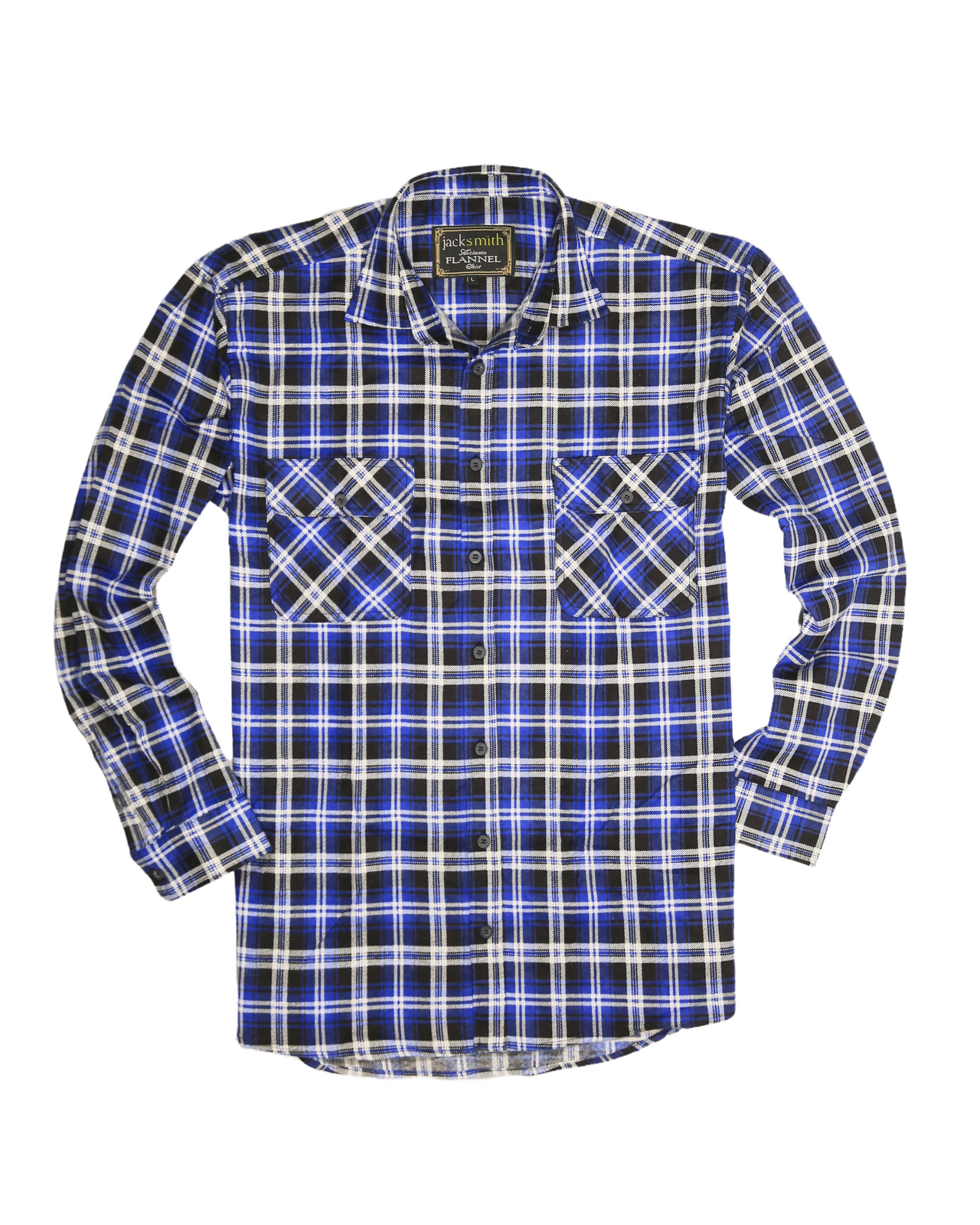 Mens 100% Cotton Flannelette Shirt Long Sleeve Check Authentic Flannel - Denim