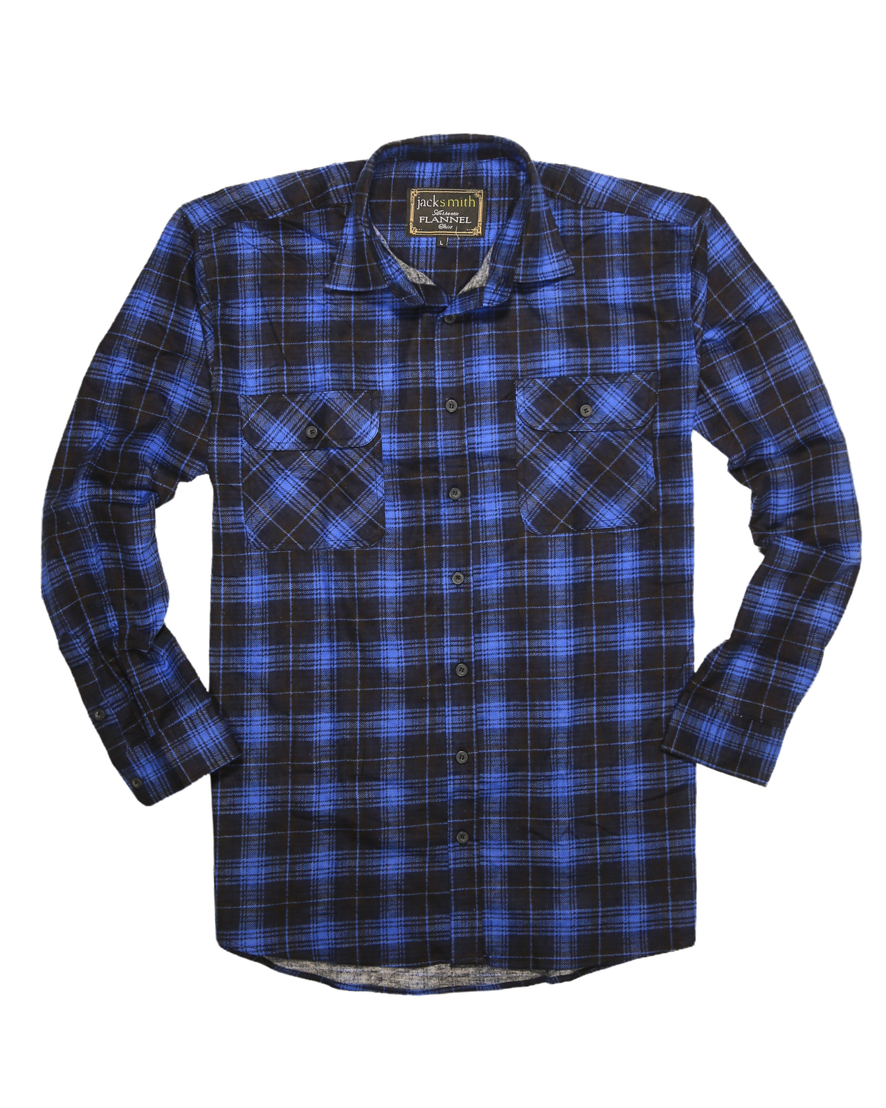 Mens 100% Cotton Flannelette Shirt Long Sleeve Check Authentic Flannel - Blue