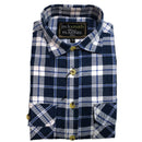 Mens Half Placket Flannelette Long Sleeve Pullover Shirt 100% Cotton Check Authentic Flannel - Black/Purple