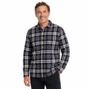 Mens Half Placket Flannelette Long Sleeve Pullover Shirt 100% Cotton Check Authentic Flannel - Black/Purple