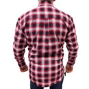 Mens Flannelette Long Sleeve Pullover Shirt 100% Cotton Flannel - Half Placket - Red/Navy