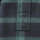 Mens Flannelette Long Sleeve Pullover Shirt 100% Cotton Flannel - Half Placket - Green/Navy
