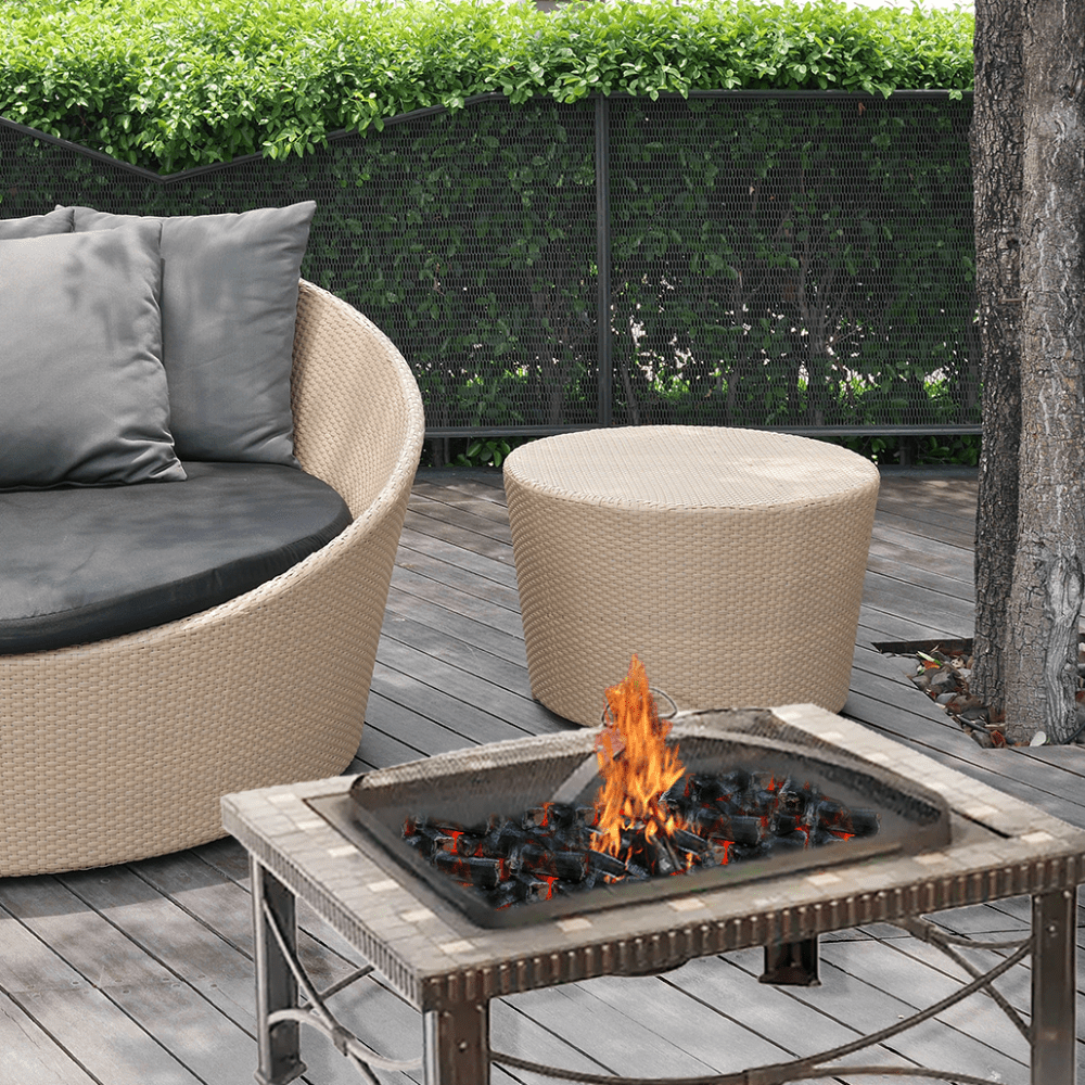 30" Square Slate Tile Fire Pit Outdoor Patio Heater Fireplace