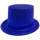 Glitter Top Hat Adult Costume Fancy Dress Party Plastic Tall Hat - Blue