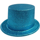 Glitter Top Hat Adult Costume Fancy Dress Party Plastic Tall Hat - Sky Blue