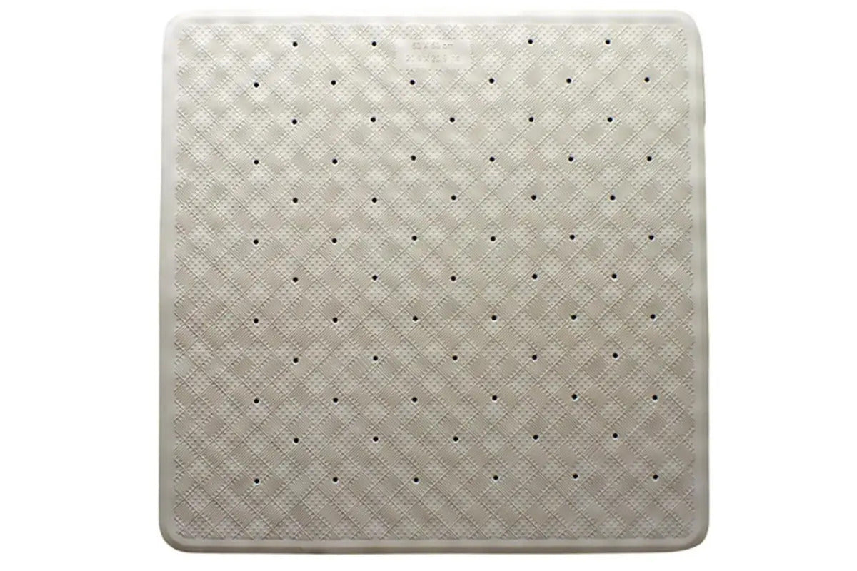 Square Anti Slip Loofah Shower Rug Non Slip Bathroom Bath Mat Water Drains Beige