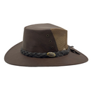 JACARU Full Grain Kangaroo Leather Breeze Cooler Hat Oil Skin Mesh Vent Outback - Brown