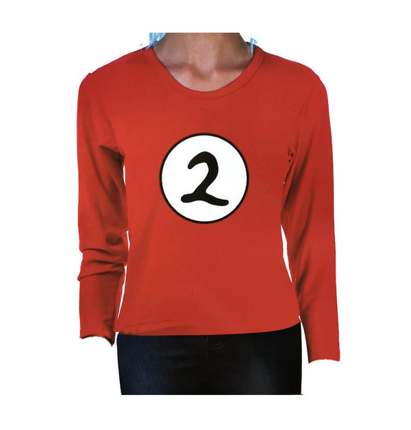 Dr. Seuss Kids Cat In The Hat Thing 2 Long Sleeve Red Top Party Costume Book Week - L (10-12 Years Old)