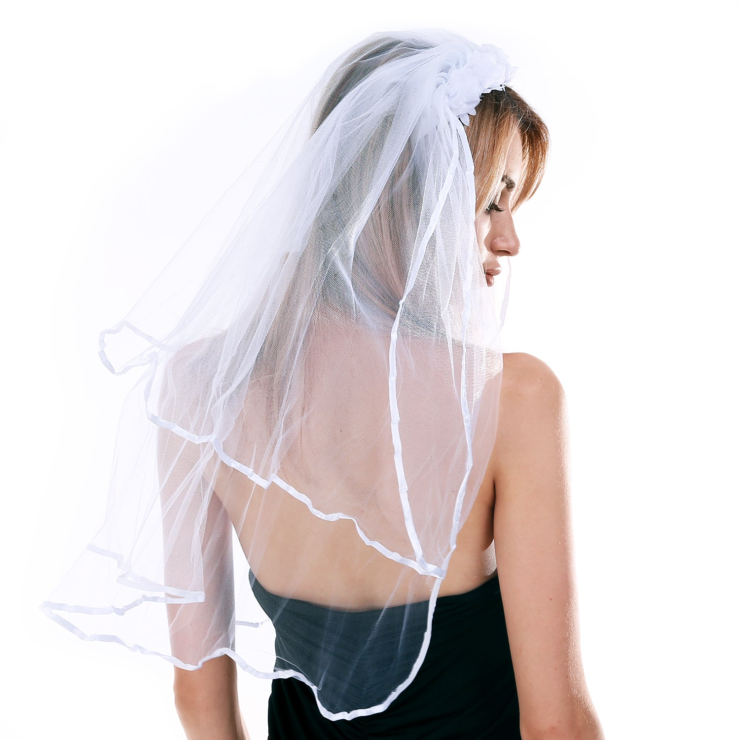 3x BRIDE TO BE VEIL HEADBAND White Hens Party Flowers Bridal Shower Bachelorette