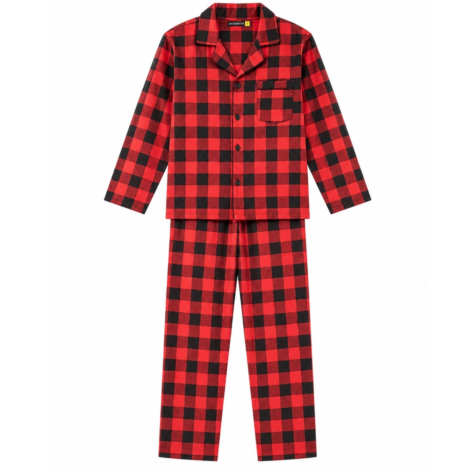 Mens Flannelette Pyjama Set 100% Cotton Long Sleeve Pants Soft Warm PJs - Red