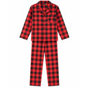 Mens Flannelette Pyjama Set 100% Cotton Long Sleeve Pants Soft Warm PJs - Red