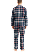 Mens Flannelette Pyjama Set Sleepwear Soft 100% Cotton PJs Two Piece - Navy/Red Check