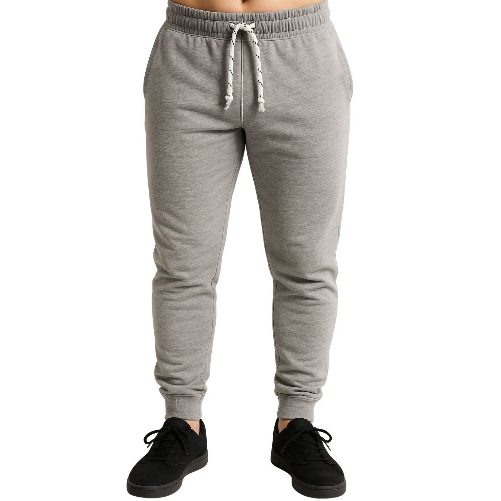 Mens Skinny Track Pants Slim Fit Joggers Gym Cuffed Sports Trousers - Grey