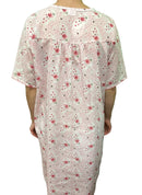 Womens 100% Cotton Short Sleeve Nightie Gown Night Sleepwear Pyjamas PJ Pajamas - Pink