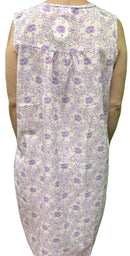 Womens 100% Cotton Sleeveless Nightie Gown Night Dress Pyjamas PJ Pajamas Sleep - Lilac