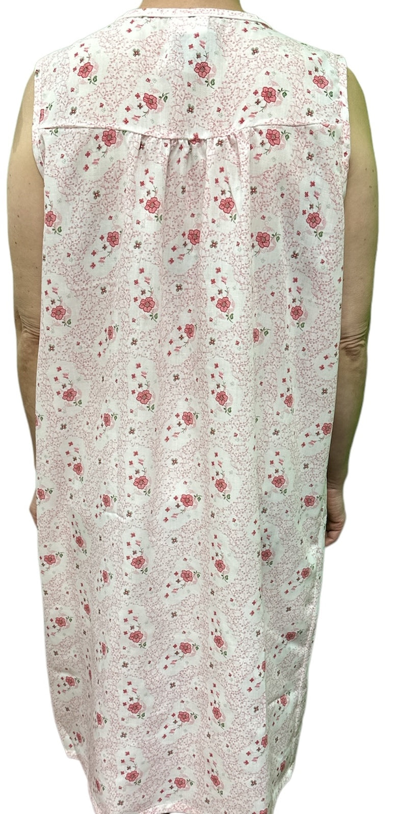 Womens 100% Cotton Sleeveless Nightie Gown Night Dress Pyjamas PJ Pajamas Sleep - Pink