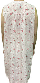 Womens 100% Cotton Sleeveless Nightie Gown Night Dress Pyjamas PJ Pajamas Sleep - Pink