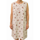 Womens 100% Cotton Sleeveless Nightie Gown Night Dress Pyjamas PJ - White - 14