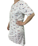 Womens Ladies Cotton Nightie Night Gown Slip Petticoat PJs Sleepwear Dress - White/Pink