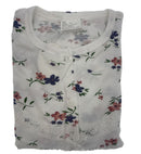 Womens Ladies Cotton Nightie Night Gown Slip Petticoat PJs Sleepwear Dress - White/Pink