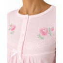 Womens Cotton Nightie Long Sleeve Night Gown Pyjamas Sleepwear Lace PJ - Pink