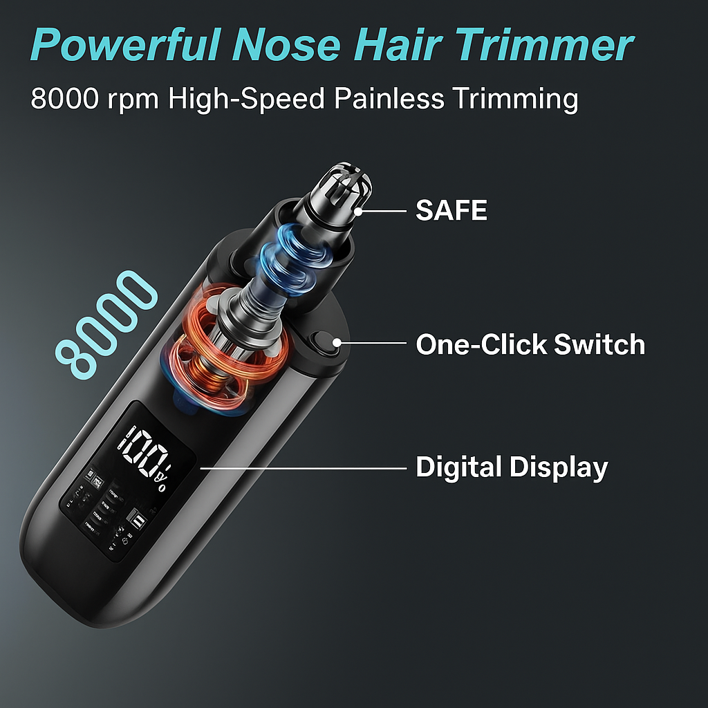 Handheld Portable Nose Hair Trimmer Rechargeable USB-C Clipper Shaver in Red/Orange