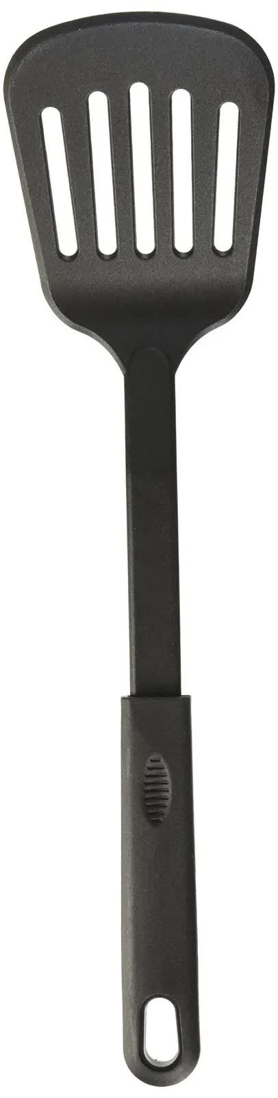 6x 32cm Nylon Slotted Non-Stick Spatula Cooking Tool Utensil in Black