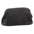 Pierre Cardin Mens Rustic Leather Toiletry Case Bag Travel - Black
